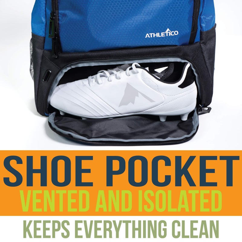 Athletico Youth Soccer Bag - Soccer Backpack & Bags for Basketball, Volleyball & Football | Includes Separate Cleat and Ball Compartment (Blue) - Image 4